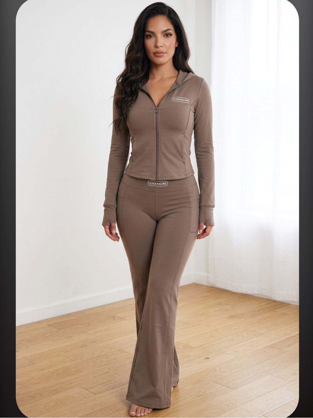 Yoga set Taupe Flare Lounge Pants